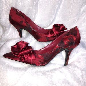Red High Heels with Satin Bow